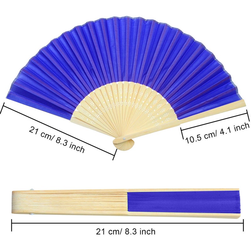 Aneco 18 Pieces 18 Colors Handheld Fans Cloth Hand Fans Bamboo Folding Fans for Wedding Decoration, Church Wedding Gifts, Party Favors, DIY Decoration - Image 2